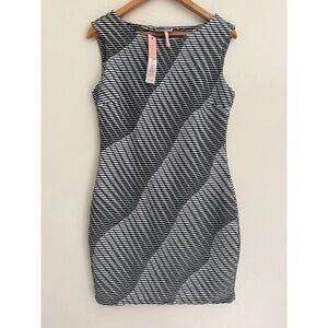 H&M Monochrome Striped Mini Dress